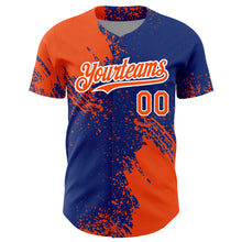 Load image into Gallery viewer, Custom Orange Royal-White 3D Pattern Design Abstract Brush Stroke Authentic Baseball Jersey
