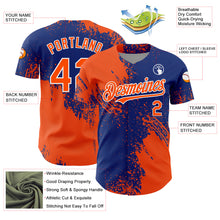 Charger l&#39;image dans la galerie, Custom Orange Royal-White 3D Pattern Design Abstract Brush Stroke Authentic Baseball Jersey
