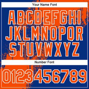 Custom Orange Royal-White 3D Pattern Design Abstract Brush Stroke Authentic Baseball Jersey