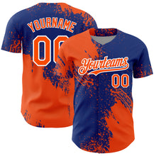 Charger l&#39;image dans la galerie, Custom Orange Royal-White 3D Pattern Design Abstract Brush Stroke Authentic Baseball Jersey
