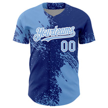 Загрузить изображение в средство просмотра галереи, Custom Light Blue Royal-White 3D Pattern Design Abstract Brush Stroke Authentic Baseball Jersey
