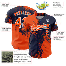 Laden Sie das Bild in den Galerie-Viewer, Custom Orange Navy-White 3D Pattern Design Abstract Brush Stroke Authentic Baseball Jersey
