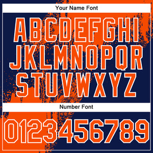 Custom Orange Navy-White 3D Pattern Design Abstract Brush Stroke Authentic Baseball Jersey