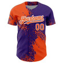 Load image into Gallery viewer, Custom Orange Purple-White 3D Pattern Design Abstract Brush Stroke Authentic Baseball Jersey
