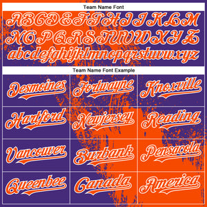 Custom Orange Purple-White 3D Pattern Design Abstract Brush Stroke Authentic Baseball Jersey