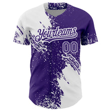 Charger l&#39;image dans la galerie, Custom White Purple 3D Pattern Design Abstract Brush Stroke Authentic Baseball Jersey
