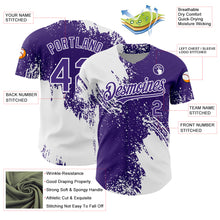 Charger l&#39;image dans la galerie, Custom White Purple 3D Pattern Design Abstract Brush Stroke Authentic Baseball Jersey
