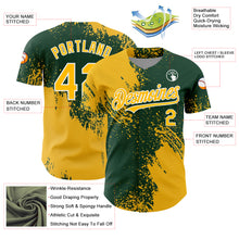 Laden Sie das Bild in den Galerie-Viewer, Custom Gold Green-White 3D Pattern Design Abstract Brush Stroke Authentic Baseball Jersey
