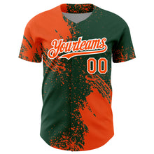 Load image into Gallery viewer, Custom Orange Green-White 3D Pattern Design Abstract Brush Stroke Authentic Baseball Jersey
