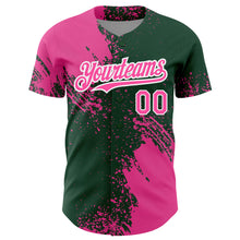 Charger l&#39;image dans la galerie, Custom Pink Green-White 3D Pattern Design Abstract Brush Stroke Authentic Baseball Jersey
