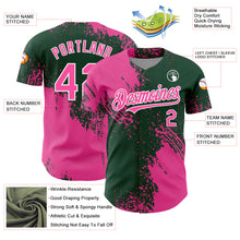 Charger l&#39;image dans la galerie, Custom Pink Green-White 3D Pattern Design Abstract Brush Stroke Authentic Baseball Jersey
