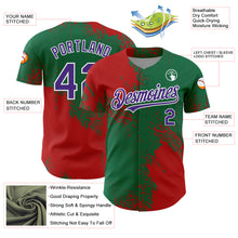 Charger l&#39;image dans la galerie, Custom Red Purple Kelly Green-White 3D Pattern Design Abstract Brush Stroke Authentic Baseball Jersey
