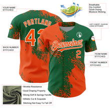 Загрузить изображение в средство просмотра галереи, Custom Orange Kelly Green-White 3D Pattern Design Abstract Brush Stroke Authentic Baseball Jersey
