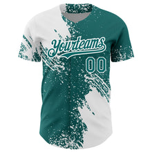 Charger l&#39;image dans la galerie, Custom White Teal 3D Pattern Design Abstract Brush Stroke Authentic Baseball Jersey
