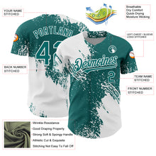 Charger l&#39;image dans la galerie, Custom White Teal 3D Pattern Design Abstract Brush Stroke Authentic Baseball Jersey
