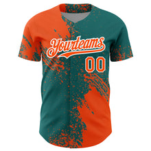 Charger l&#39;image dans la galerie, Custom Orange Teal-White 3D Pattern Design Abstract Brush Stroke Authentic Baseball Jersey
