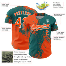 Load image into Gallery viewer, Custom Orange Teal-White 3D Pattern Design Abstract Brush Stroke Authentic Baseball Jersey
