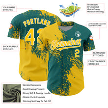 Charger l&#39;image dans la galerie, Custom Yellow Teal-White 3D Pattern Design Abstract Brush Stroke Authentic Baseball Jersey
