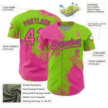 Charger l&#39;image dans la galerie, Custom Pink Neon Green-Black 3D Pattern Design Abstract Brush Stroke Authentic Baseball Jersey
