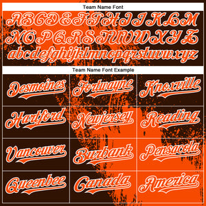 Custom Orange Brown-White 3D Pattern Design Abstract Brush Stroke Authentic Baseball Jersey