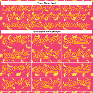 Custom Neon Pink Yellow 3D Pattern Design Fruit Banana Authentic Baseball Jersey