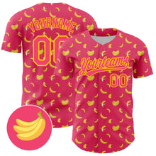 Charger l&#39;image dans la galerie, Custom Neon Pink Yellow 3D Pattern Design Fruit Banana Authentic Baseball Jersey
