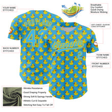 Charger l&#39;image dans la galerie, Custom Sky Blue Yellow 3D Pattern Design Animal Duck Authentic Baseball Jersey
