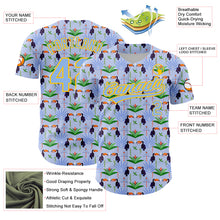 Charger l&#39;image dans la galerie, Custom Light Blue Yellow 3D Pattern Design Animal Toucan And Tropical Hawaii Palm Leaves Authentic Baseball Jersey
