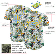 Charger l&#39;image dans la galerie, Custom White Light Blue-Yellow 3D Pattern Design Animal Toucan And Tropical Hawaii Palm Leaves Authentic Baseball Jersey
