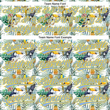 Загрузить изображение в средство просмотра галереи, Custom White Light Blue-Yellow 3D Pattern Design Animal Toucan And Tropical Hawaii Palm Leaves Authentic Baseball Jersey
