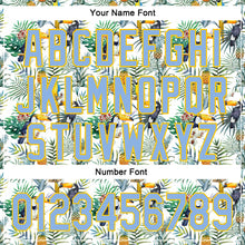 Charger l&#39;image dans la galerie, Custom White Light Blue-Yellow 3D Pattern Design Animal Toucan And Tropical Hawaii Palm Leaves Authentic Baseball Jersey
