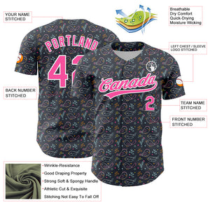 Custom Navy Pink-White 3D Pattern Design Animal Bird Authentic Baseball Jersey