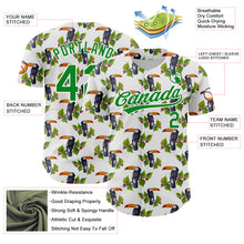 Загрузить изображение в средство просмотра галереи, Custom White Grass Green 3D Pattern Design Animal Toucan And Tropical Hawaii Palm Leaves Authentic Baseball Jersey
