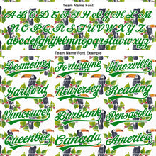 Charger l&#39;image dans la galerie, Custom White Grass Green 3D Pattern Design Animal Toucan And Tropical Hawaii Palm Leaves Authentic Baseball Jersey
