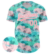 Charger l&#39;image dans la galerie, Custom Green Medium Pink-White 3D Pattern Design Tropical Hawaii Palm Trees Authentic Baseball Jersey
