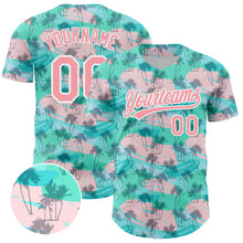 Charger l&#39;image dans la galerie, Custom Green Medium Pink-White 3D Pattern Design Tropical Hawaii Palm Trees Authentic Baseball Jersey
