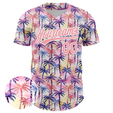 Charger l&#39;image dans la galerie, Custom Medium Pink White 3D Pattern Design Tropical Hawaii Palm Trees Authentic Baseball Jersey
