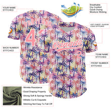 Laden Sie das Bild in den Galerie-Viewer, Custom Medium Pink White 3D Pattern Design Tropical Hawaii Palm Trees Authentic Baseball Jersey
