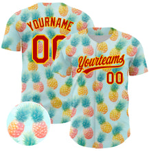 Charger l&#39;image dans la galerie, Custom Green Red-Yellow 3D Pattern Design Fruit Pineapple Authentic Baseball Jersey
