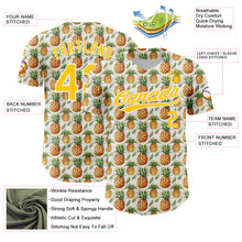 Charger l&#39;image dans la galerie, Custom White Yellow 3D Pattern Design Fruit Pineapple Authentic Baseball Jersey
