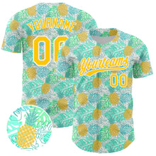 Charger l&#39;image dans la galerie, Custom Green Yellow-White 3D Pattern Design Fruit Pineapple Authentic Baseball Jersey
