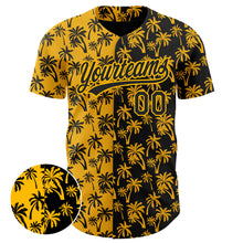 Charger l&#39;image dans la galerie, Custom Gold Black 3D Pattern Design Tropical Hawaii Palm Trees Authentic Baseball Jersey
