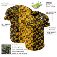 Charger l&#39;image dans la galerie, Custom Gold Black 3D Pattern Design Tropical Hawaii Palm Trees Authentic Baseball Jersey
