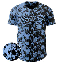 Charger l&#39;image dans la galerie, Custom Light Blue Black 3D Pattern Design Tropical Hawaii Palm Trees Authentic Baseball Jersey
