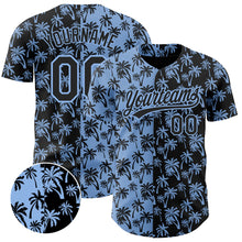 Charger l&#39;image dans la galerie, Custom Light Blue Black 3D Pattern Design Tropical Hawaii Palm Trees Authentic Baseball Jersey
