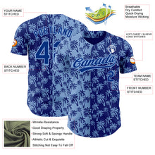 Load image into Gallery viewer, Custom Light Blue Royal 3D Pattern Design Tropical Hawaii Palm Trees Authentic Baseball Jersey
