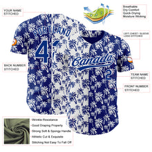 Laden Sie das Bild in den Galerie-Viewer, Custom White Royal 3D Pattern Design Tropical Hawaii Palm Trees Authentic Baseball Jersey
