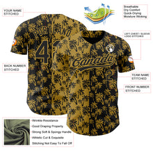 Загрузить изображение в средство просмотра галереи, Custom Old Gold Black 3D Pattern Design Tropical Hawaii Palm Trees Authentic Baseball Jersey
