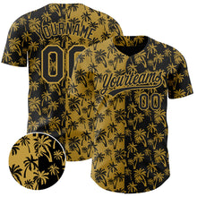 Загрузить изображение в средство просмотра галереи, Custom Old Gold Black 3D Pattern Design Tropical Hawaii Palm Trees Authentic Baseball Jersey
