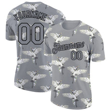 Загрузить изображение в средство просмотра галереи, Custom Light Gray Black 3D Pattern Design Animal Crane Performance T-Shirt
